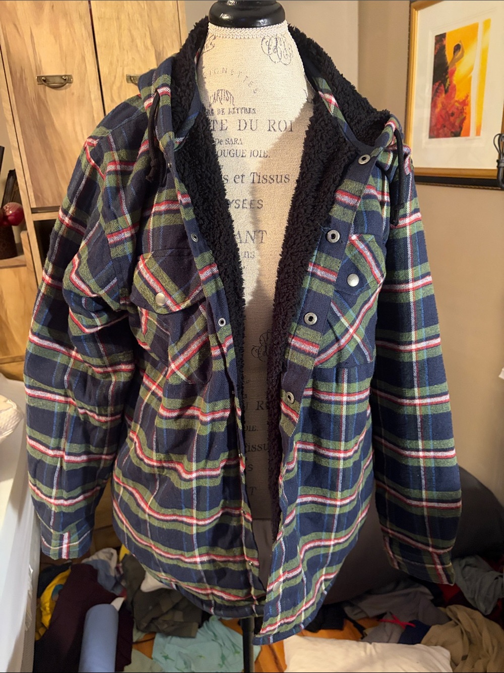 Stillwater Plaid Sherpa-Lined Jacket - Navy Green - Large